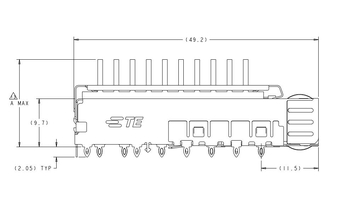 te 2149730-4 sfp+ cage 1x4 port with heat sink 16 gb s press-fit through hole image 2