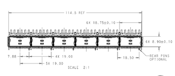 2170707-4 QSFP28-behuizing met 1x6 poorten en koelblok, 28 Gb/s (afbeelding 2)