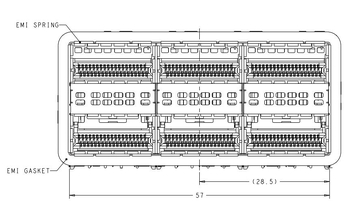 TE 2214565-1 ZQSFP+ Cage Assembly 2x3 Port With Integrated Connector 28 Gb/s image 3