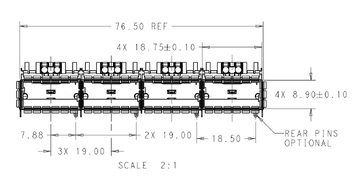 TE 2170747-6 ZQSFP+ Cage 1x4 Port With Heat Sink Included Lightpipe 28 Gb/s image 2