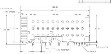 TE 1-2132403-5 SFP+ Cage Assembly 2x5 Port With Integrated Connector 16 Gb/s Included Lightpipe image 2