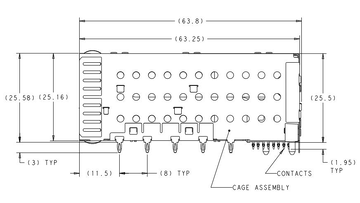 قفص TE 2149490-5 SFP+ ذو منفذين و8 منافذ مع موصل مدمج، يتضمن فتحة تثبيت بالضغط، صورة أنبوب ضوئي 2