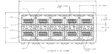 TE 2169678-5 SFP+ Cage 2x5 Port With Integrated Connector Included Lightpipe Elastomeric Gasket image 3