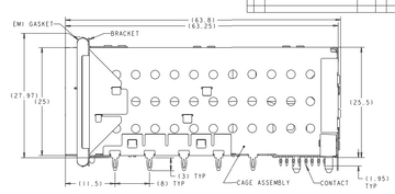 TE 2169678-5 SFP+ Cage 2x5 Port With Integrated Connector Included Lightpipe Elastomeric Gasket image 2