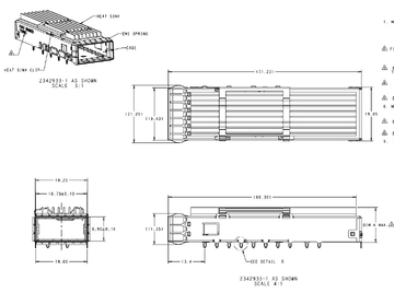 قفص TE 2342933-3 QSFP-DD مع موصل مشتت حراري، تركيب بالضغط، صورة 2