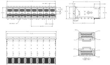 TE 2340033-5 zSFP+ behuizing 2x8 poorten met geïntegreerde connector 56 Gb/s EMI-veren afbeelding 2