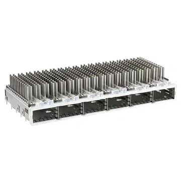 TE 2143331-3 QSFP+ Cage Ganged (1 x 6) with Heat Sink Connector Press-Fit Included Lightpipe image 2