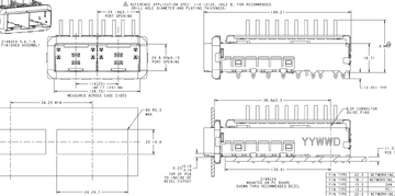 TE 2198224-1 Position SFP+ Cage Ganged (1 x 2) with Heat Sink Connector Press-Fit Through Hole image 2