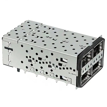 TE 2214574-8 QSFP+ Cage Ganged (2x2) with Heat Sink Connector Included Lightpipe Elastomeric Gasket