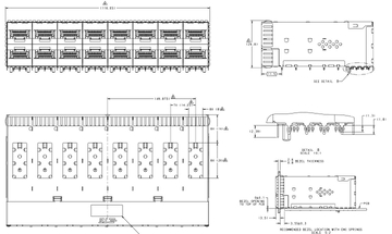 TE 2198346-2 zSFP+ Buchse mit Käfig, gebündelter (2x8) Stecker 320 (16 x 20) Position inklusive Lightpipe 32 Gbit/s Image 2