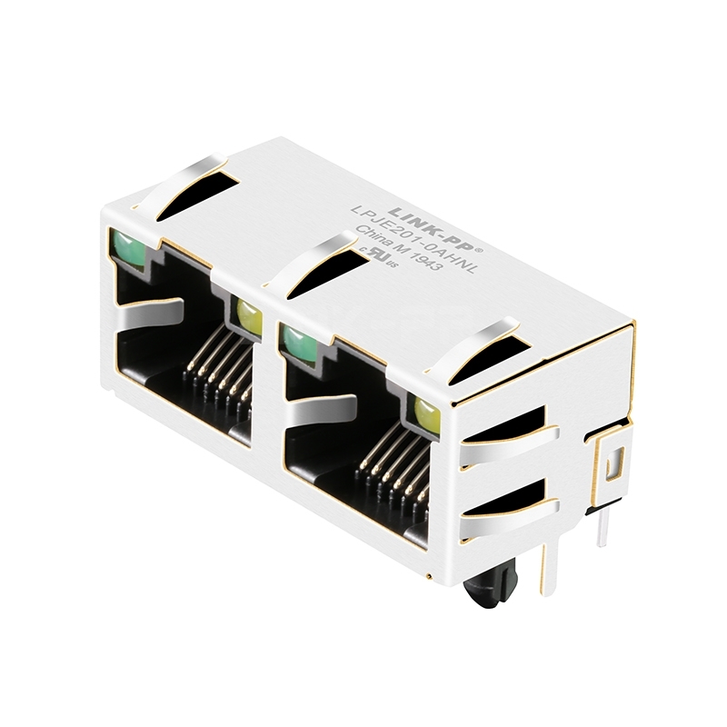 LPJE201-0AHNL RJ45 1X2 Port Jacks Without Integrated Magnetics Tab UP Green/Yellow LED