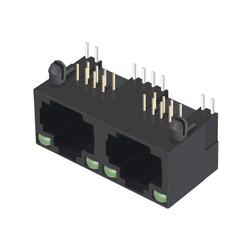 LPJE201NWNL RJ45 1X2 modulaire jack zonder geïntegreerde magneten. Lipje omhoog. Groen/groene LED-afbeelding 3.