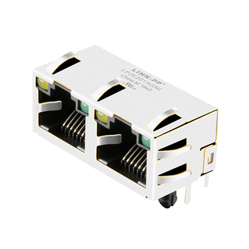 te 6116353-1 compatible lpje201agnl rj45 1x2 port modular jack without magnetics tab up yellow green led