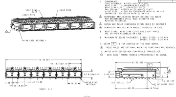 TE 2-2170708-4 ZQSFP+ 1x6 Cage with Heat Sink Connector Included Lightpipe 28 Gb/s EMI Springs image 2