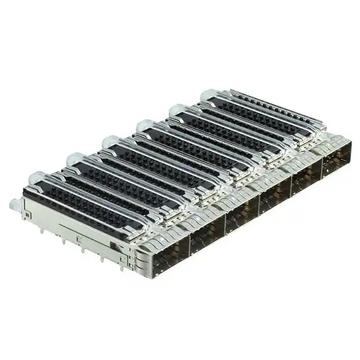 TE 2-2170708-4 ZQSFP+ 1x6 Cage with Heat Sink Connector Included Lightpipe 28 Gb/s EMI Springs