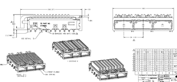 2057042-8 موصل QSFP+ مُجمّع في قفص (1 × 3) مع مُشتت حراري، مُثبّت بالضغط، ذو فتحة عمودية، الصورة 2