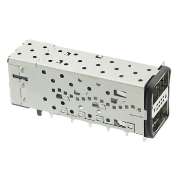 TE 2085945-5 QSFP+ Receptacle with Cage Ganged (1x2) Connector Press-Fit  Included Lightpipe