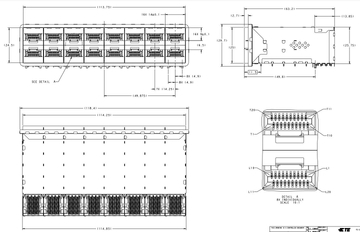 TE 2198346-5 zSFP+ Receptacle met kooi, gekoppeld (2x8) connector, externe veren, 32 Gb/s, afbeelding 2