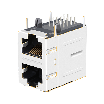 LPJ17492CNL 2x1ポート一体型RJ45ジャック 10/100 Base-T LEDなし 画像3