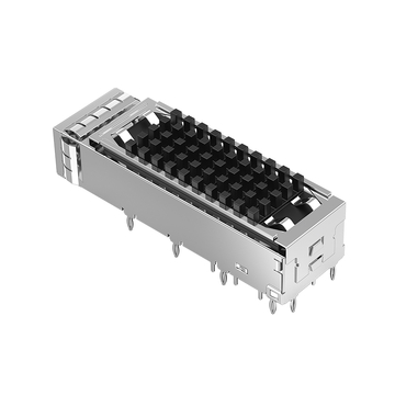 Совместимый с Molex 1111128120 корпус SFP+ LP11BC02030 с радиатором, пружинным фиксатором для защиты от электромагнитных помех, запрессовываемый через отверстие, прямой угол (изображение 2)