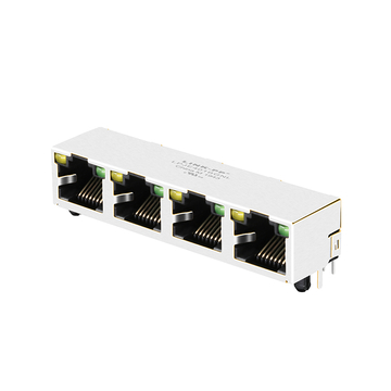 LPJE401BGNL 1X4 Port RJ45 Modular Jack Tab Up Yellow/Green LED Without Integrated Magnetics