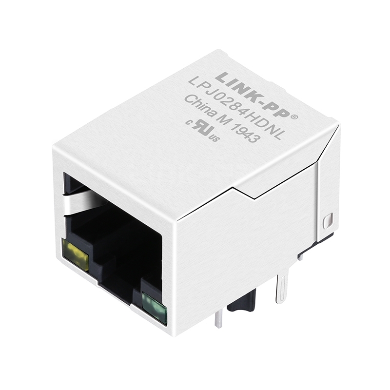 HR861153A Compatible LINK-PP LPJ0284HDNL 10/100 Base-T POE RJ45 Jack With Integrated Magnetics Tab Down Yellow/Green Led