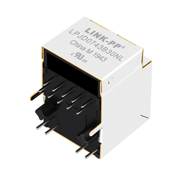 LPJD0743B30NL 1000 Base-T RJ45 Magnetics Gigabit Vertical Jack with Green/Yellow LEDs image 2