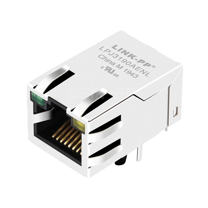 LPJ3190AENL 10/100 Base-T RJ45 PoE MagJack With Rectifier Bridge Tab Up Green/Yellow LED