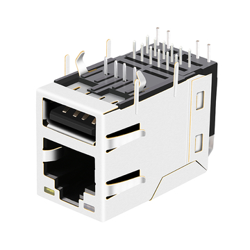 TE 1-1840012-2 Compatible LPJU3836AONL 1000 Base-T RJ45 Magjack with Single USB Tab Up Orange&Green/Yellow Leds image 3