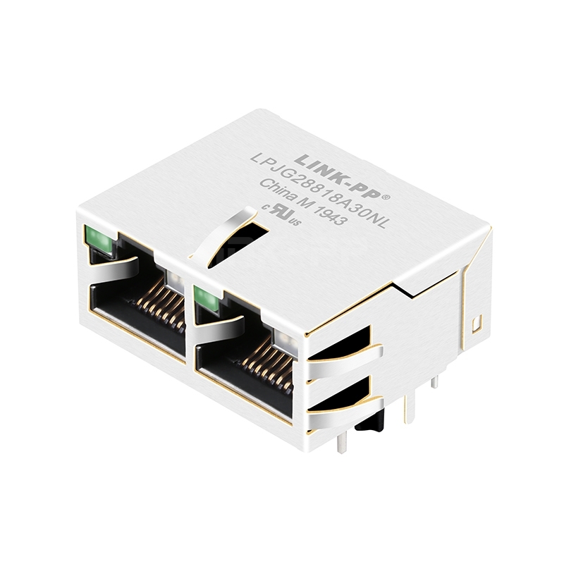 LPJG28818A30NL RJ45 1x2 Port Modular Jack 1000 Base-T Tab Up Green/Yellow&Green Leds