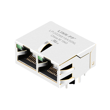 LPJG28818A30NL RJ45 1x2 포트 모듈러 잭 1000 베이스-T 탭 업 녹색/노란색&녹색 LED
