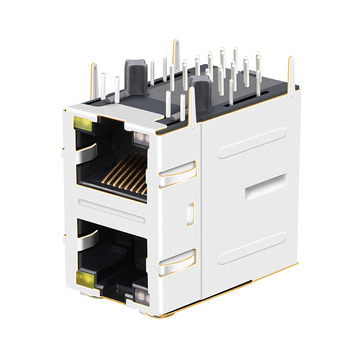 Belfuse 08AP-2x1R-Y6 compatibele LPJG17039A61NL RJ45 2x1 poortconnectoren met 1000 Base-T oranje en groene/gele LED's (afbeelding 4)