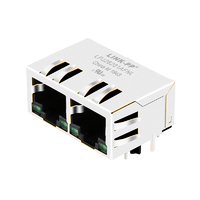 Совместимые с Belfuse SI-60082-F LPJ26201AFNL 1x2 порта RJ45 Ethernet-разъемы 100 Base-T Tab Down Зеленые/зеленые светодиоды