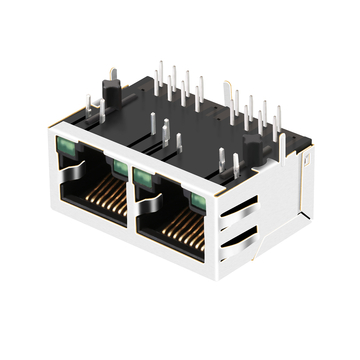 Συμβατό με Belfuse SI-60082-F LPJ26201AFNL 1x2 Θύρες RJ45 Ethernet 100 Base-T Tab Down Πράσινο/Πράσινο LED εικόνα 4