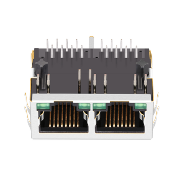 Συμβατό με Belfuse SI-60082-F LPJ26201AFNL 1x2 Θύρες RJ45 Ethernet 100 Base-T Tab Down Πράσινο/Πράσινο LED εικόνα 2