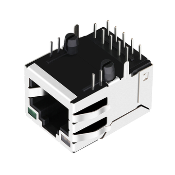 TE 2250015-2 متوافق مع LPJG16740-7A52NL 1000 Base-T RJ45 MagJack منفذ واحد، طرف توصيل لأعلى، مؤشر LED أصفر وأخضر/أخضر، الصورة 2