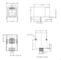 LPJE26041NNL RJ12 1X1 6P4C SMT Pin Less Shielded Connector Without Integrated Magnetics