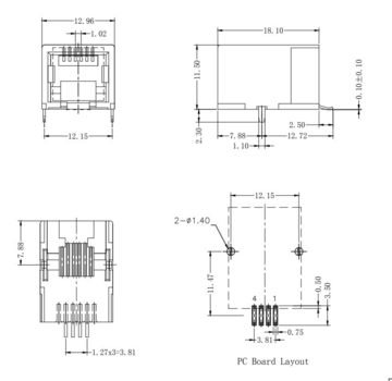 モジュラージャック RJ14モジュラージャック， オス， RJ11コネクタ， ケーブル