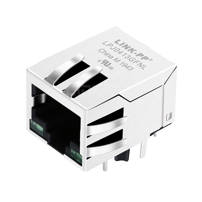 Belfuse SI-60076-F Compatible LPJ0413GFNL 100 Base-T RJ45 Jack With Magnetics Transformer Tab Down Green/Green Leds