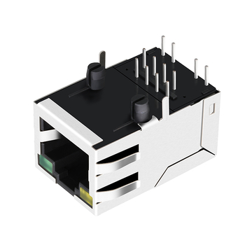 Belfuse SI-50186-F, совместимый с LPJ1071AGNL, 100 Base-T, однопортовый RJ45 с трансформатором, разъем, подставка вверх, оранжевые и зеленые/желтые светодиоды, изображение 4
