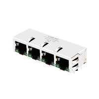 LPJ46209A66NL 1x4 порта, модульные разъемы RJ45, 10/100 Base-T, выступ вниз, зеленые/зеленые светодиоды