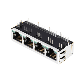 LPJ46209A66NL 1x4ポート RJ45モジュラージャック 10/100 Base-T タブダウン グリーン/グリーンLED 画像2