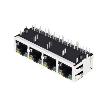 LPJG48831AENL 1000 Base-T RJ45 1x4 Port Jacks With Magnetics Tab Up Green/Yellow Leds image 2