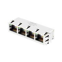 LPJG48831AENL 1000 Base-T RJ45 1x4 tomadas de porta com guia magnética para cima LEDs verdes/amarelos