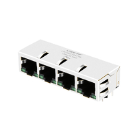 LPJ46216AFNL Ethernet RJ45 1x4 Jacks With Magnetics 10/100 Base-T Tab Down Green/Green LED