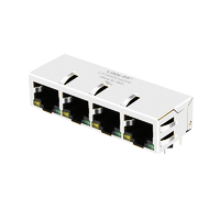 LPJ46201ADNL RJ45 1x4 포트 모듈라 잭(자기학 10/100 베이스-T 탭 아래로 노란색/녹색 Led 포함)