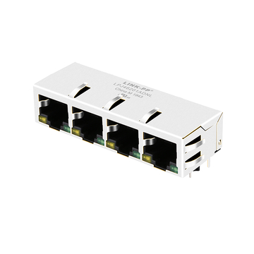 belfuse si-60065-f compatible lpj46201adnl rj45 1x4 port modular jacks with magnetics 10 100 base-t tab down yellow green led