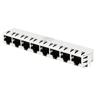 LPJF86261CNL RJ45 1x8 Port Jacks With Magnetics 10/100 Base-T Tab Down Without LED