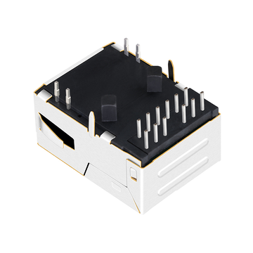 BelFuse L829-1X1T-43 Compatibile LPJK7036AONL Connettore Gigabit MagJack RJ45 a basso profilo 1000 Base-T con linguetta in su, LED arancione e verde/giallo, immagine 3