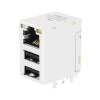 한런 HR851120A 호환 LINK-PP LPJU6650BONL 1000 Base-T RJ45 Magjack(듀얼 USB 탭 포함) 녹색 및 주황색/노란색 LED